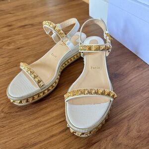 CHRISTIAN LOUBOUTIN Pyraclou 60 leather wedge sandals